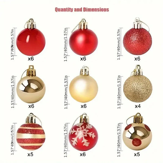 12pcs Elegant Red Wooden Christmas Ornaments Set