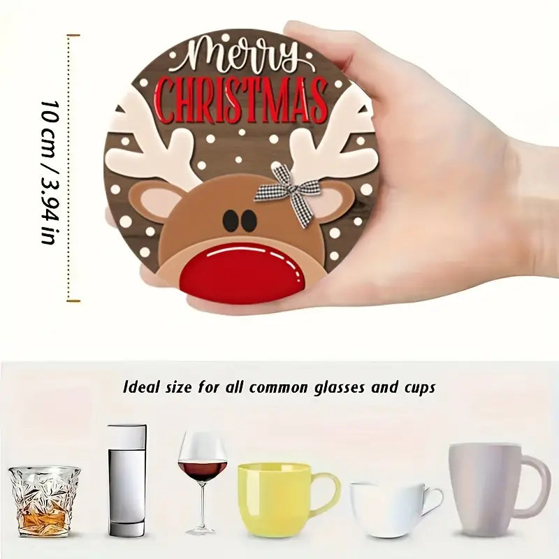 6pcs Christmas Style Wooden Coasters